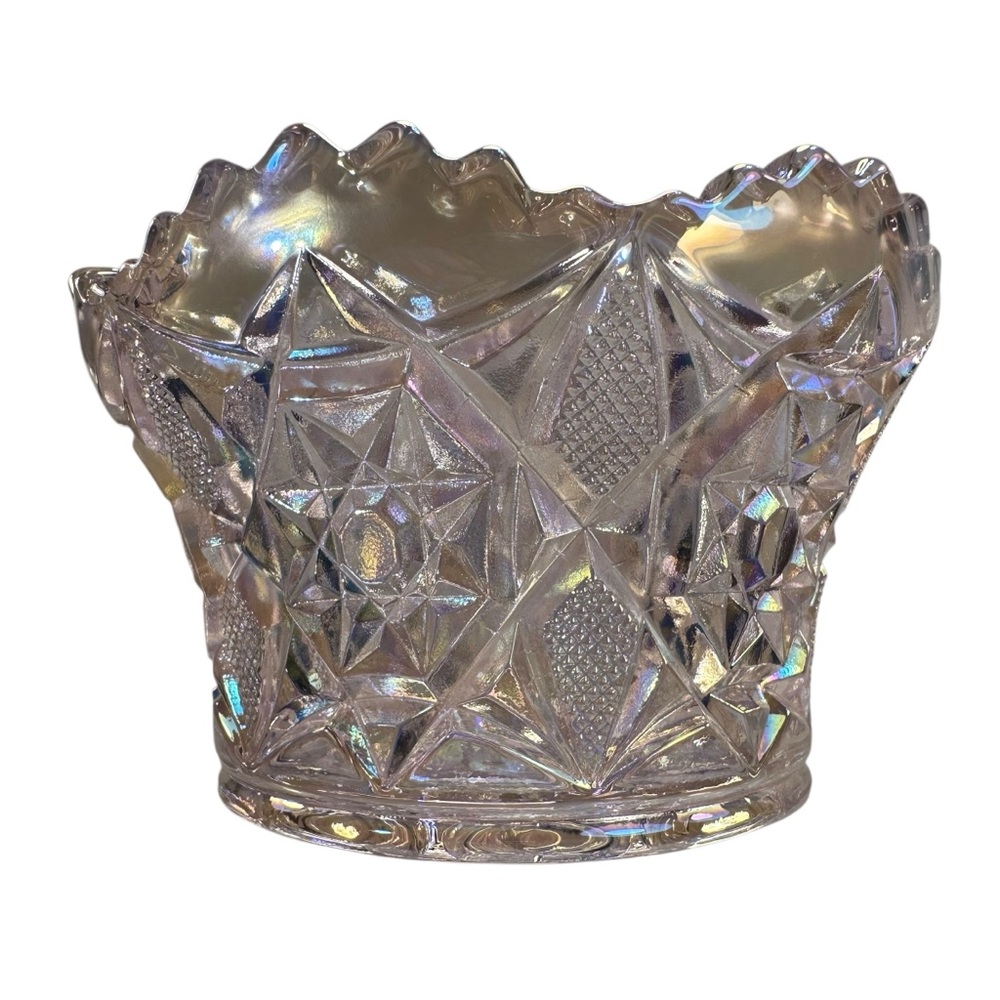Mosser Finger Candy Trinket Bowl Pink Rose Carnival Glass Star New USA 3.5” - Picture 4 of 8